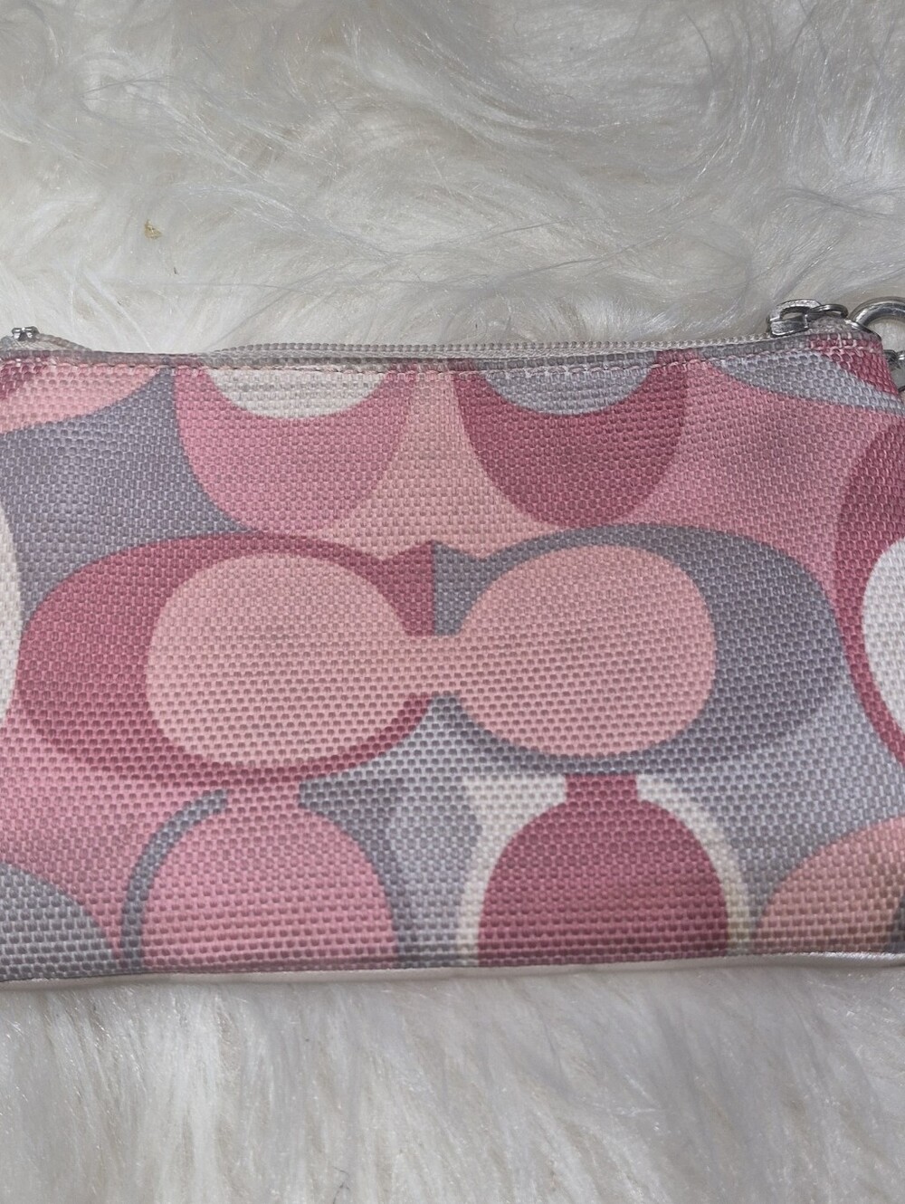 Coach Pink & Gray Signature Canvas Wristlet - Picture 3 of 4